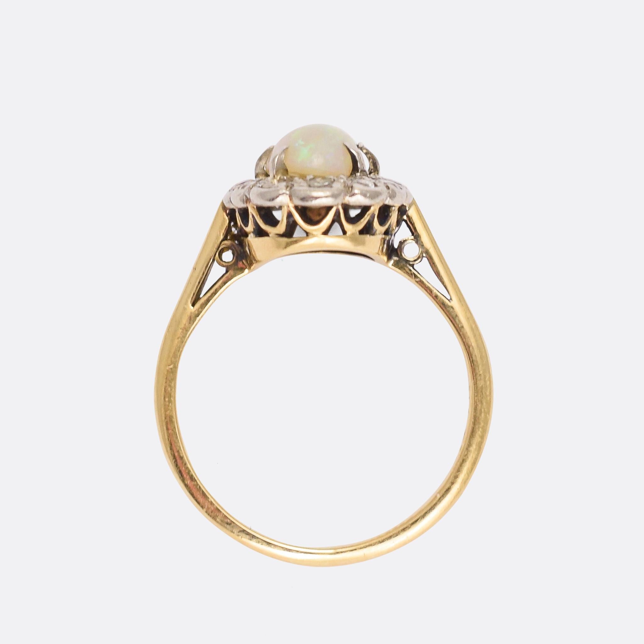 Edwardian Opal Diamond Oval Cluster Ring 1