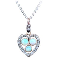 Edwardian Opal & Diamond Pendant Circa 1910