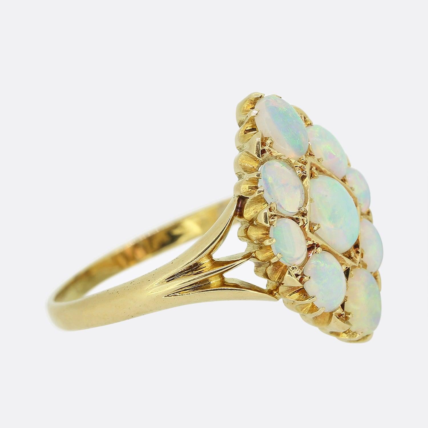 Oval Cut Edwardian Opal Navette Ring For Sale