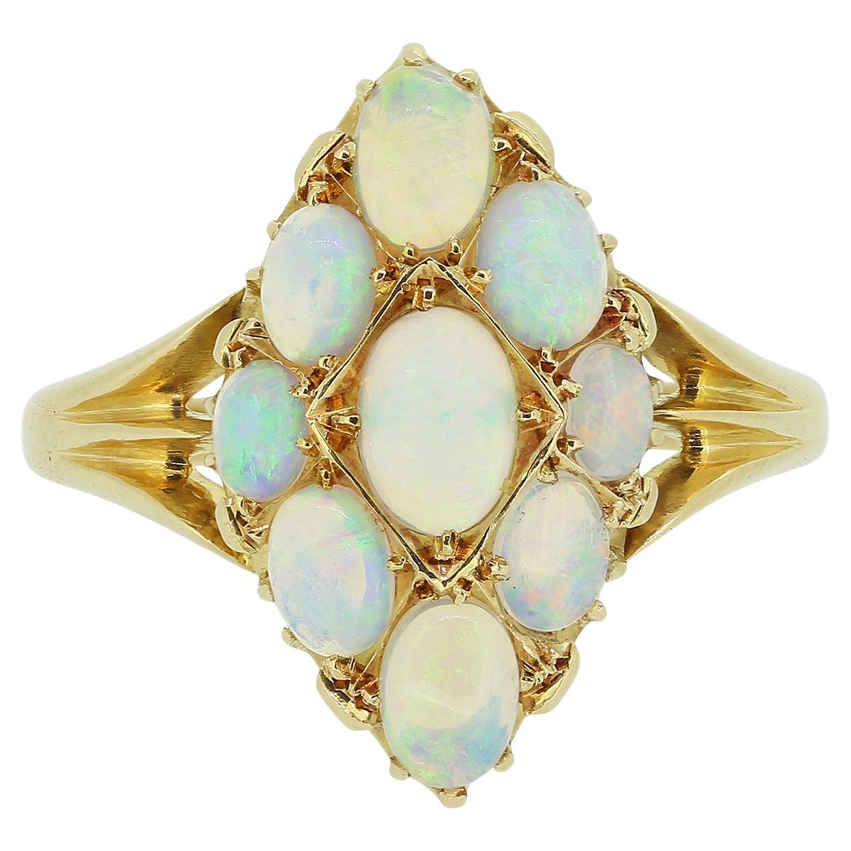 Edwardian Opal Navette Ring For Sale