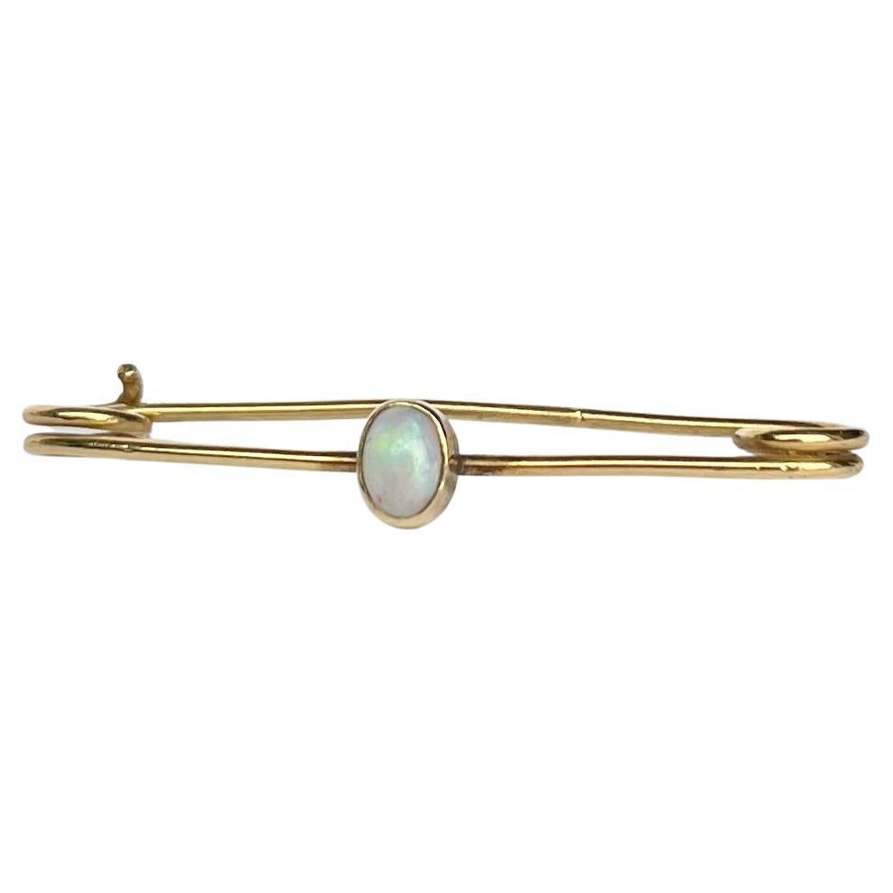 Edwardian Opal 9 Carat Gold Pin Brooch