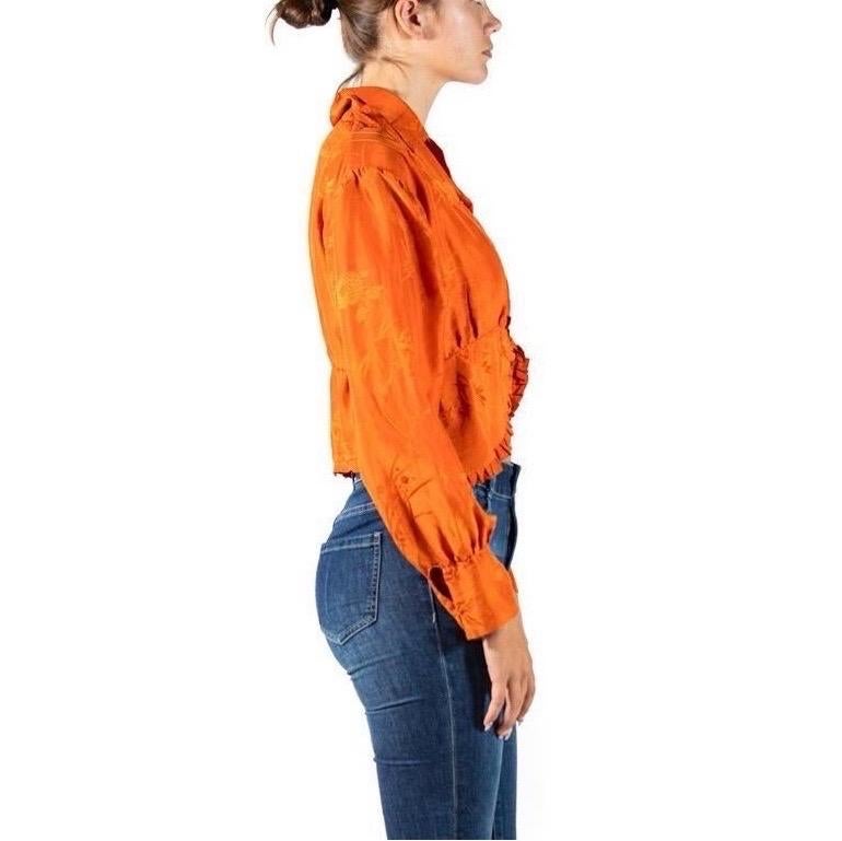 Edwardian Orange Silk Jacquard Blouse 1