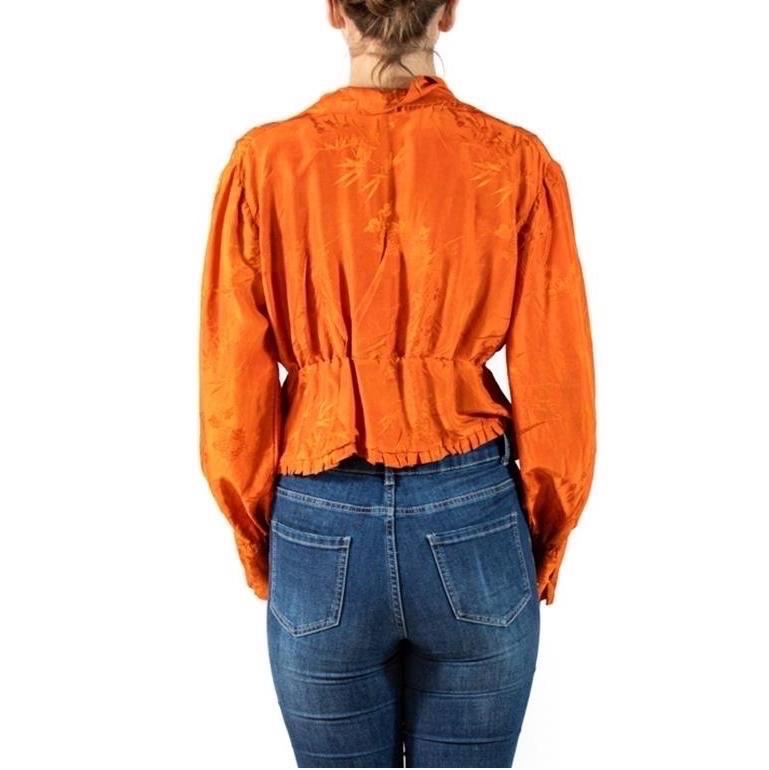 Edwardian Orange Silk Jacquard Blouse 2