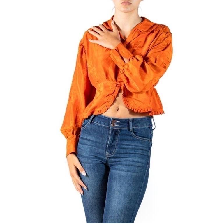 Edwardian Orange Silk Jacquard Blouse 3
