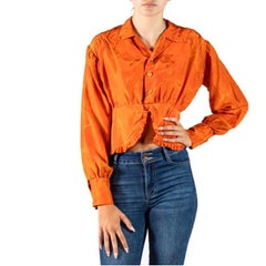 Edwardian Orange Silk Jacquard Blouse
