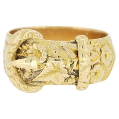 Used Edwardian Ornate Floral Buckle Ring
