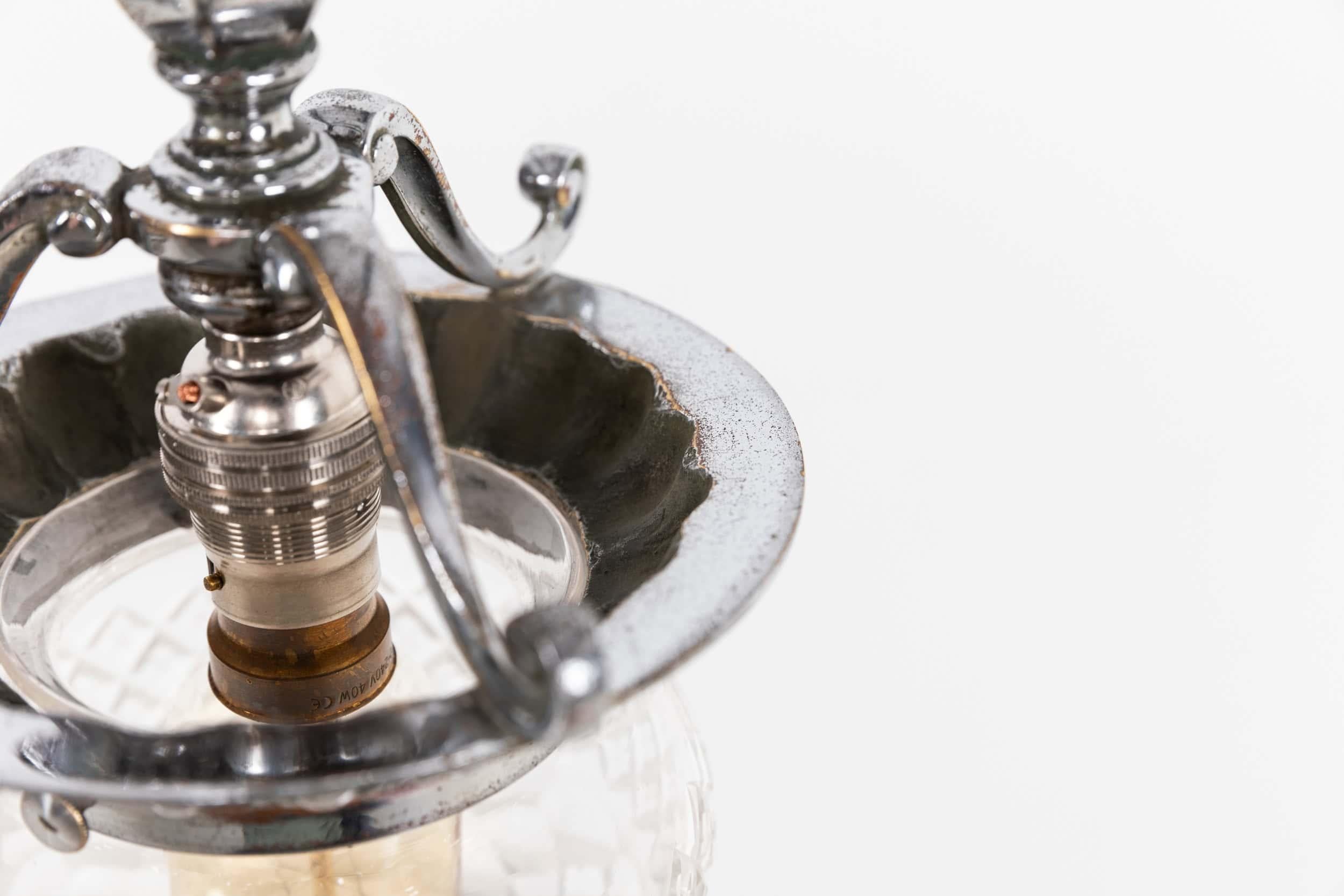 Edwardian Ornate Teardrop Cut Glass Light Pendant Lamp, C.1900 For Sale 1