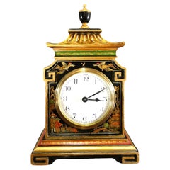 Edwardian Pagoda Top Chinoiserie Decorated Mantel Clock