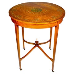  Edwardian Painted Satinwood Painted Adam Style Circular Side Table