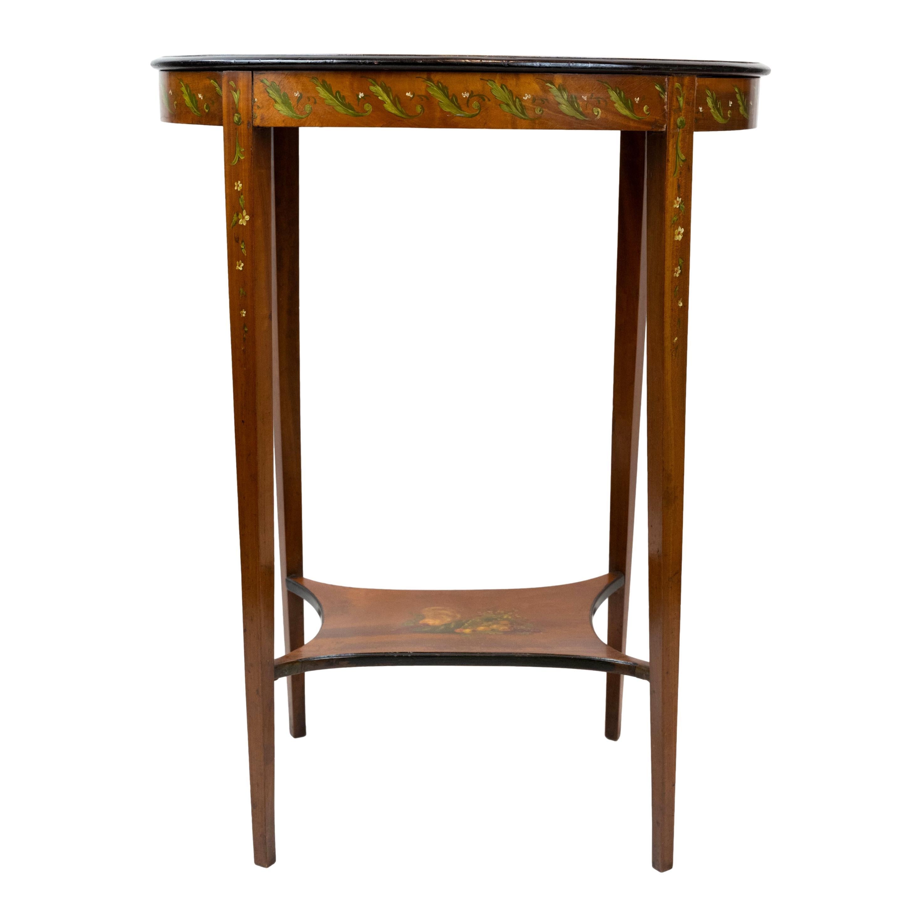 Edwardian Painted Satinwood Two-Tier Occasional Table, English, ca. 1900 In Good Condition For Sale In Banner Elk, NC