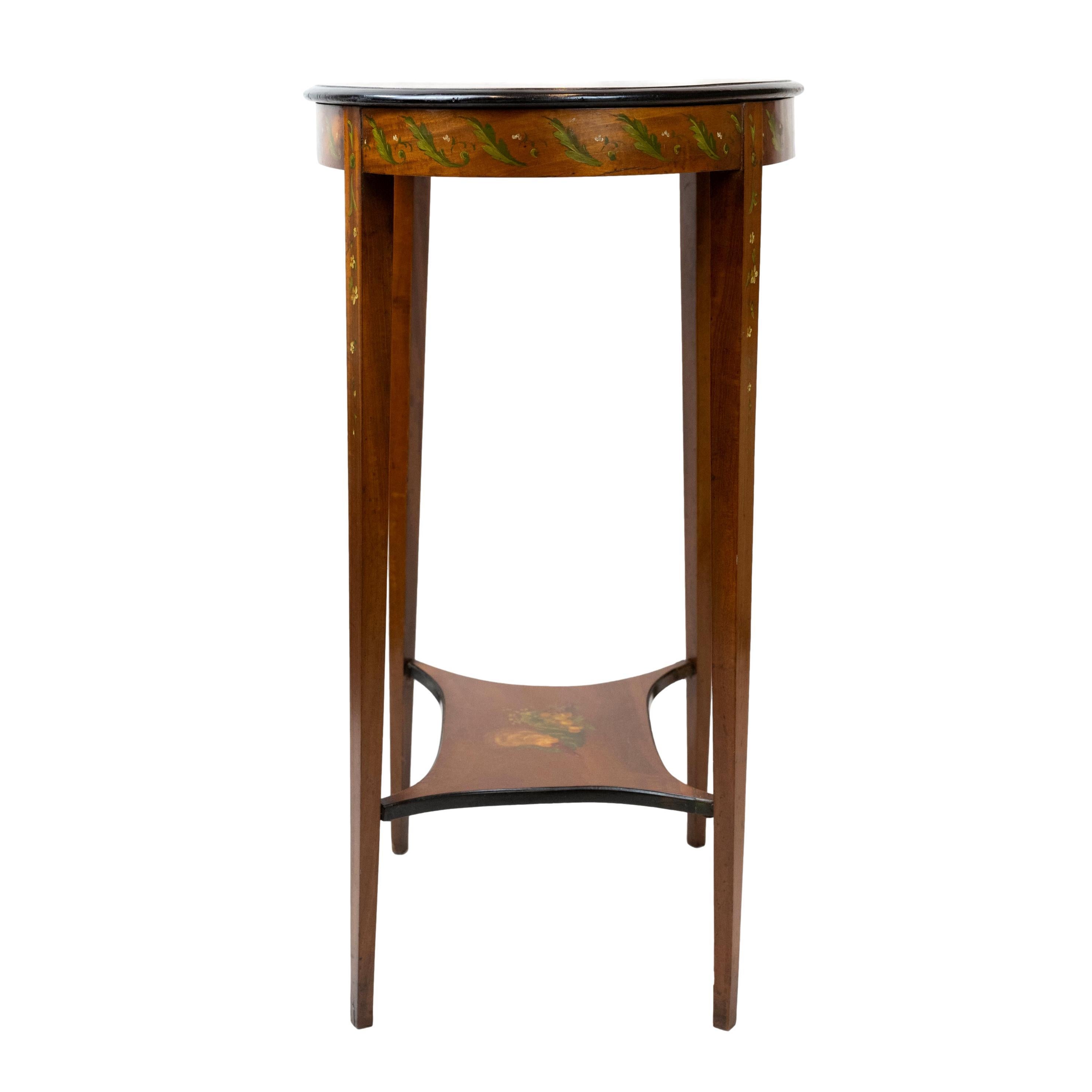 20th Century Edwardian Painted Satinwood Two-Tier Occasional Table, English, ca. 1900 For Sale