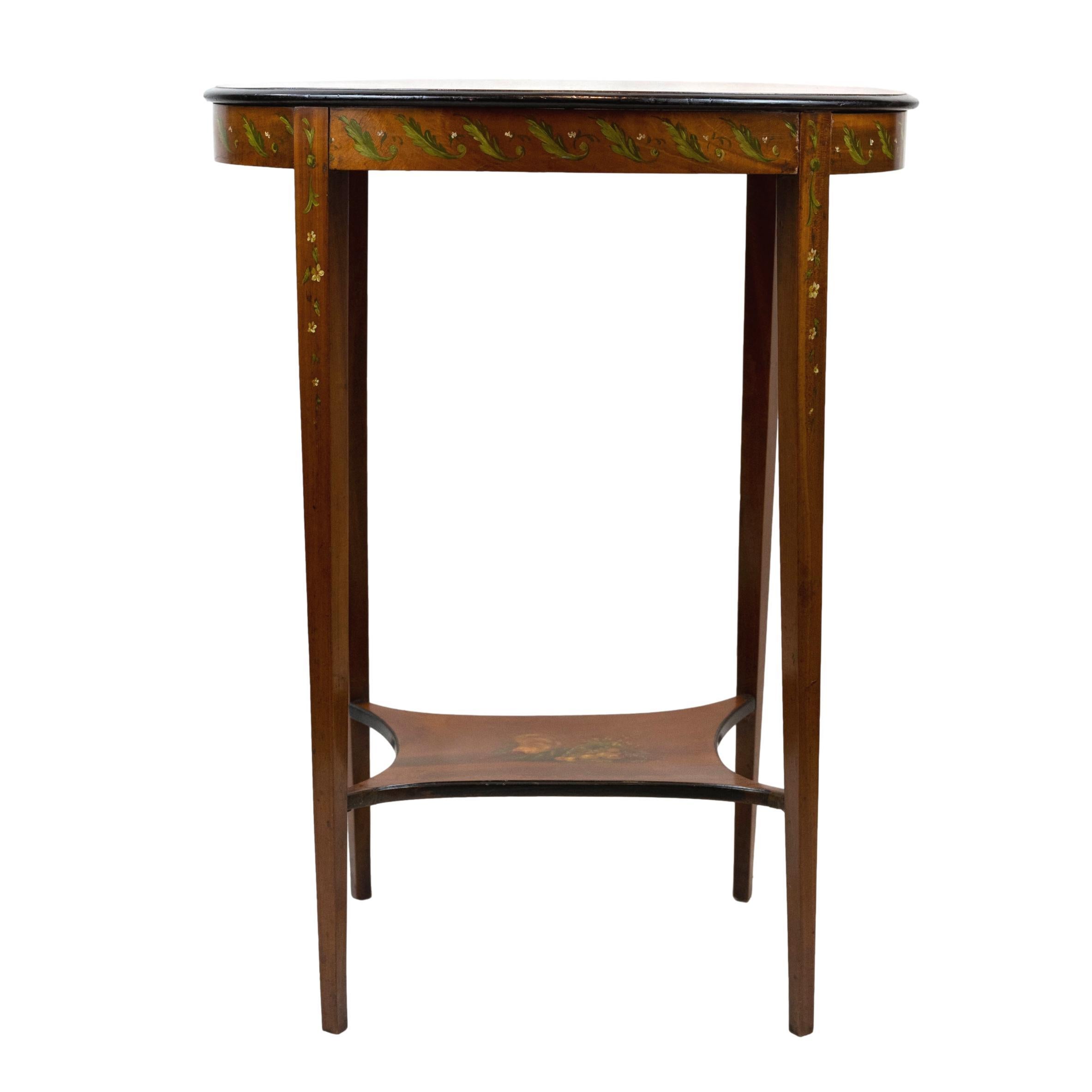 Edwardian Painted Satinwood Two-Tier Occasional Table, English, ca. 1900 For Sale 1