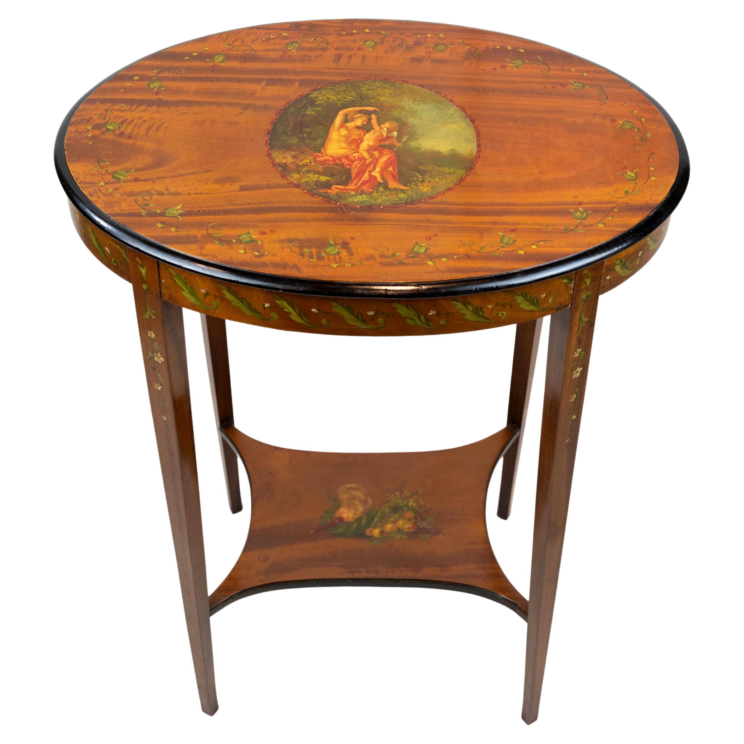 Edwardian Painted Satinwood Two-Tier Occasional Table, English, ca. 1900 For Sale