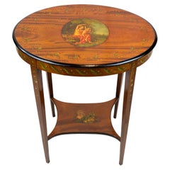 Table d'appoint édouardienne à deux niveaux en bois de satin peint, anglaise, vers 1900