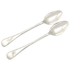 Edwardian Pair of Sterling Silver Gravy Spoons