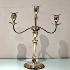 Edwardian Pair of Three light Sterling Candelabra London 1905 Thomas Bradbury