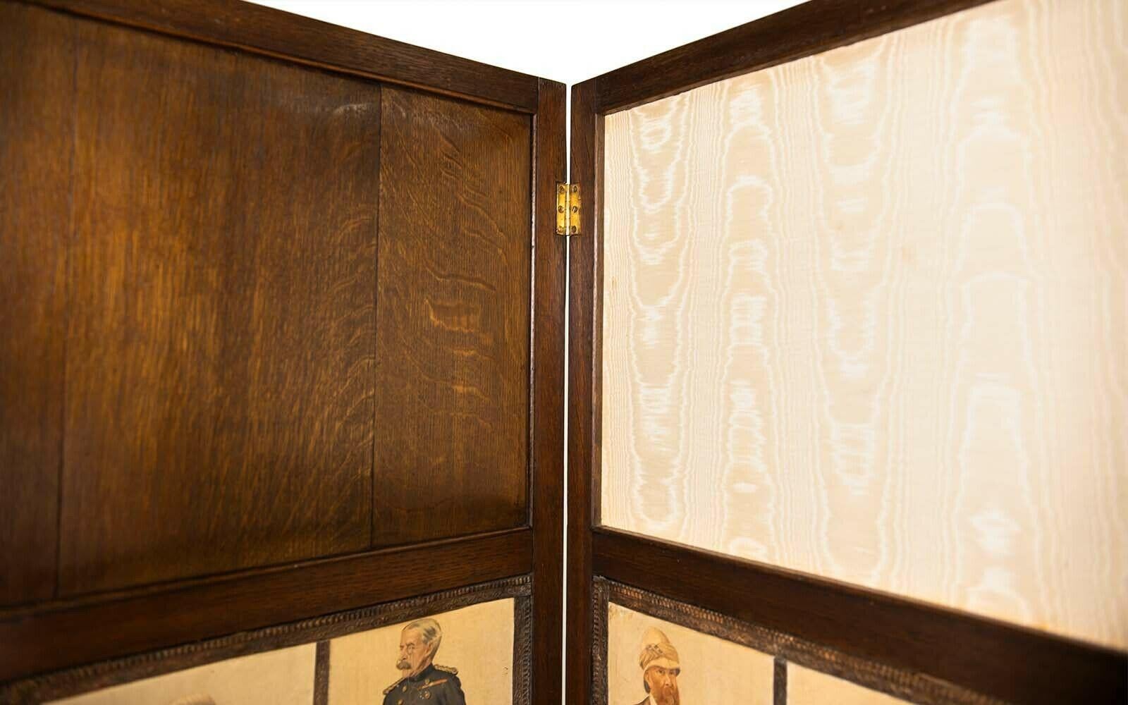 Wood Edwardian Panelled Room Divider Screen Featuring Leslie Matthew Ward “Spy” Print