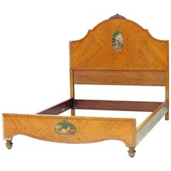 Antique Edwardian Parcel Gilt Satinwood Bed Stand
