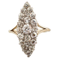 Edwardian Pave Diamond Ring in Marquise Form