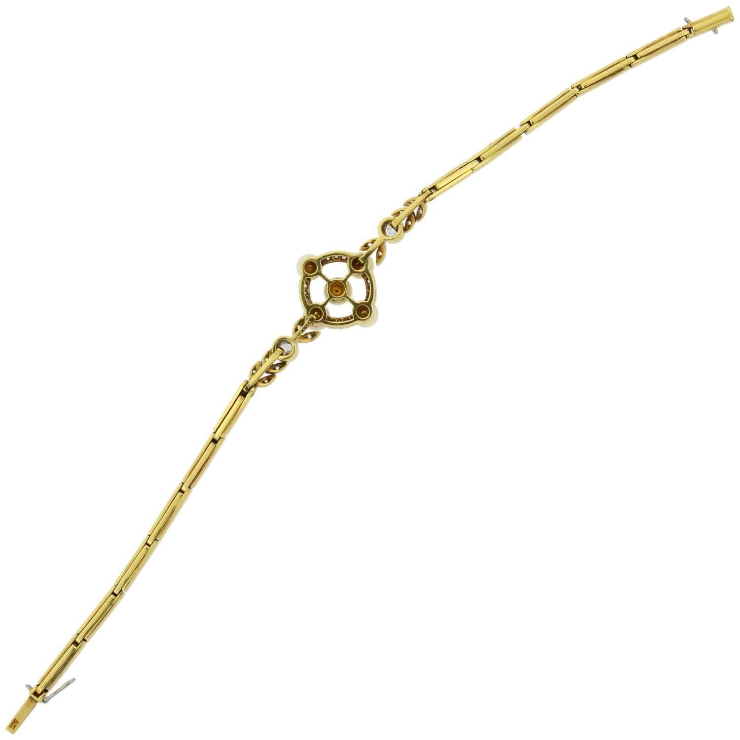 Edwardian Pearl and 0.63 Total Carat Diamond Link Bracelet 3