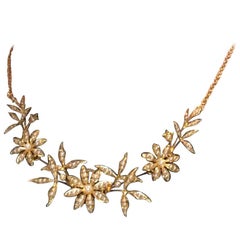 Edwardian Pearl and 15 Carat Yellow Gold Necklace