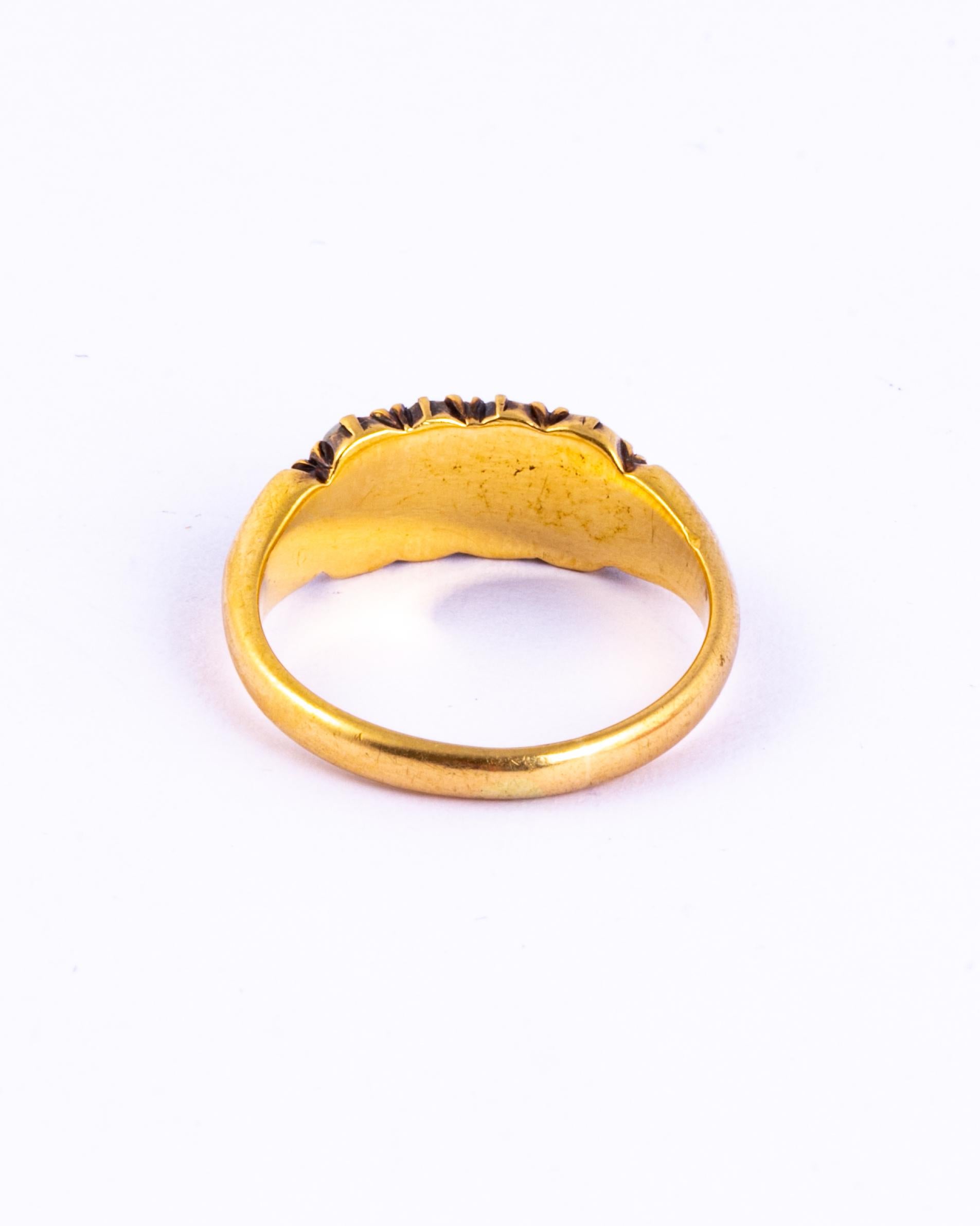 Ring aus 18 Karat Gold mit edlen venezianischen Perlen und Diamanten (Rosenschliff) im Angebot