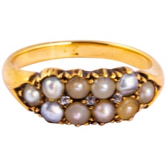 Edwardian Pearl and Diamond 18 Carat Gold Band