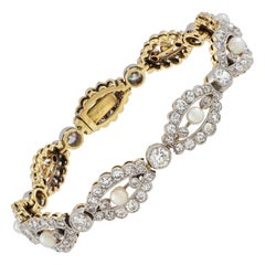 Edwardian Pearl and Diamond Bracelet