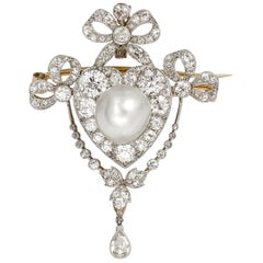Edwardian Pearl and Diamond Brooch/Pendant