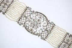 Edwardian Pearl and Diamond Collar Necklace