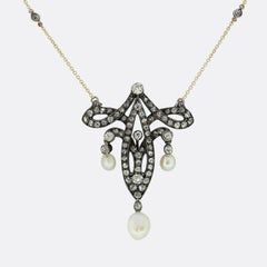 Collar eduardiano de perlas y diamantes