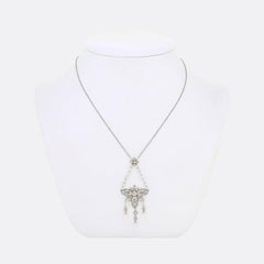 Edwardian Pearl and Diamond Lavalier Necklace