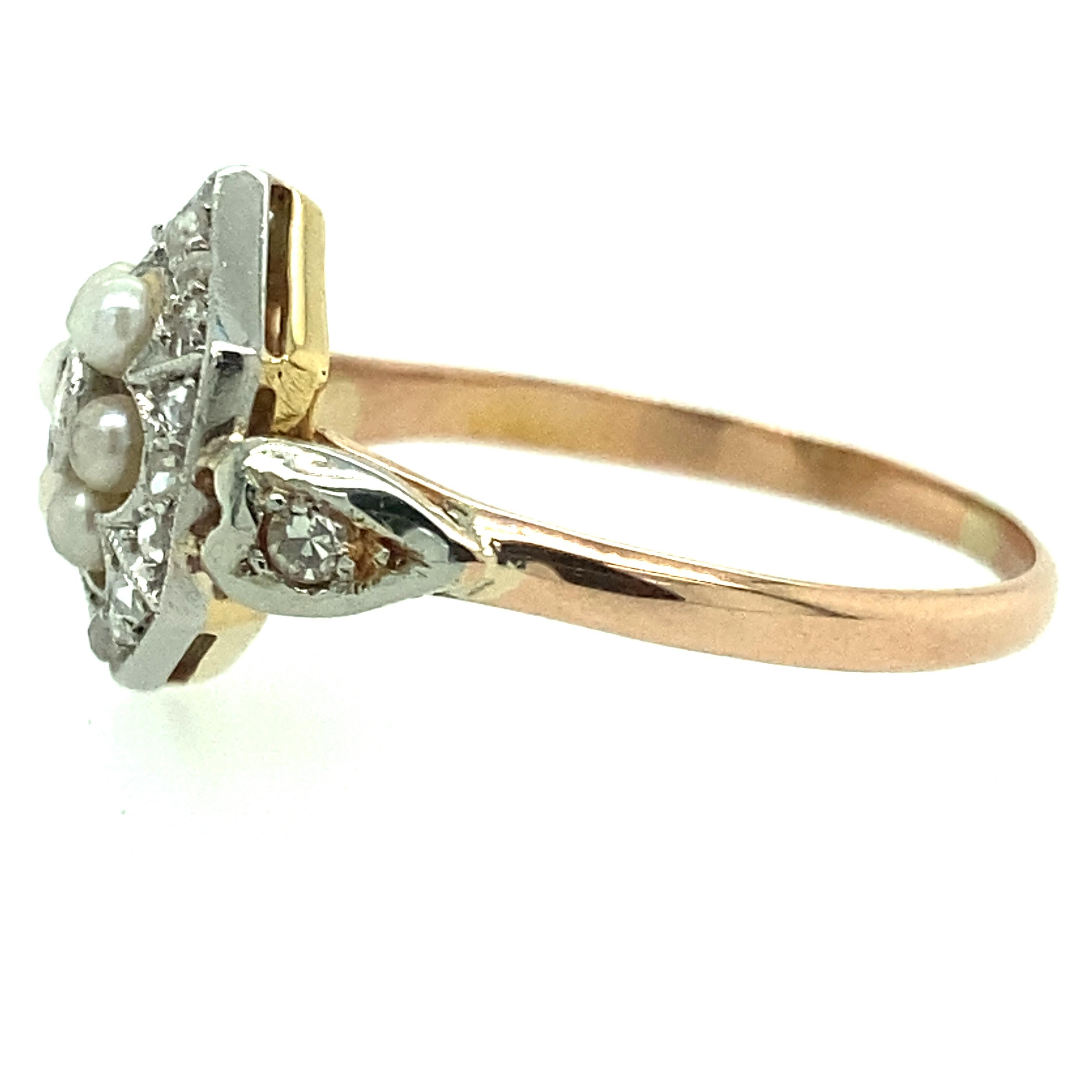 Old European Cut Edwardian Pearl and Diamond Ring
