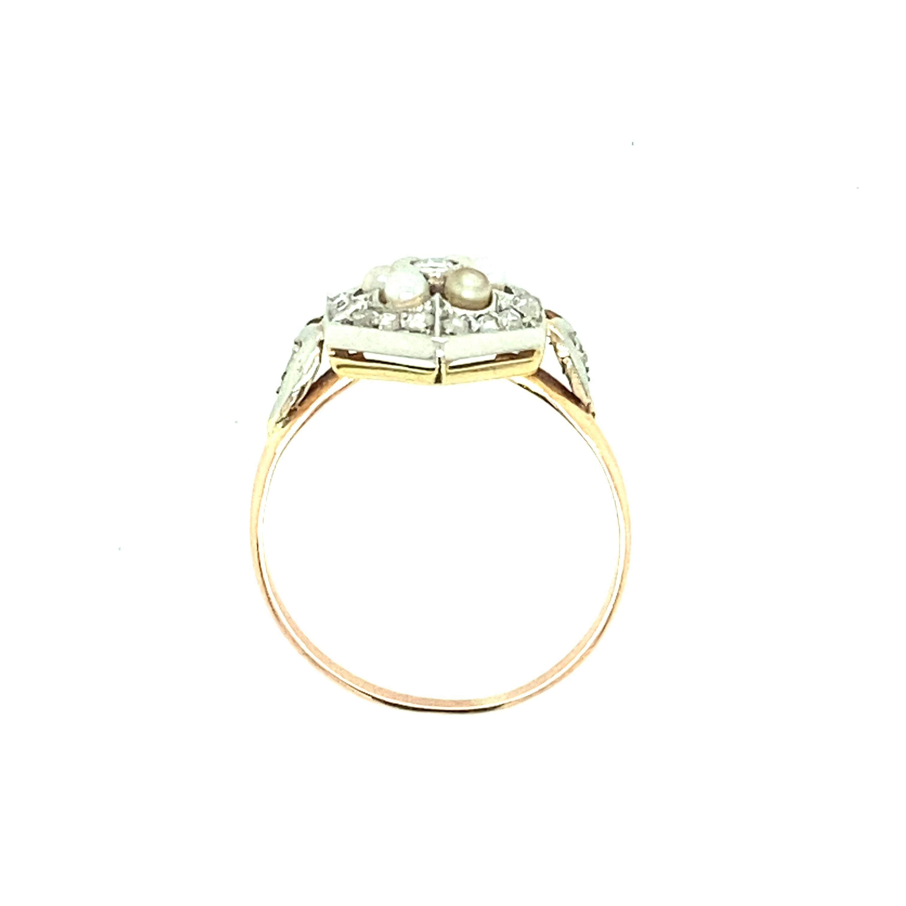 Edwardian Pearl and Diamond Ring In Good Condition In Towson, MD