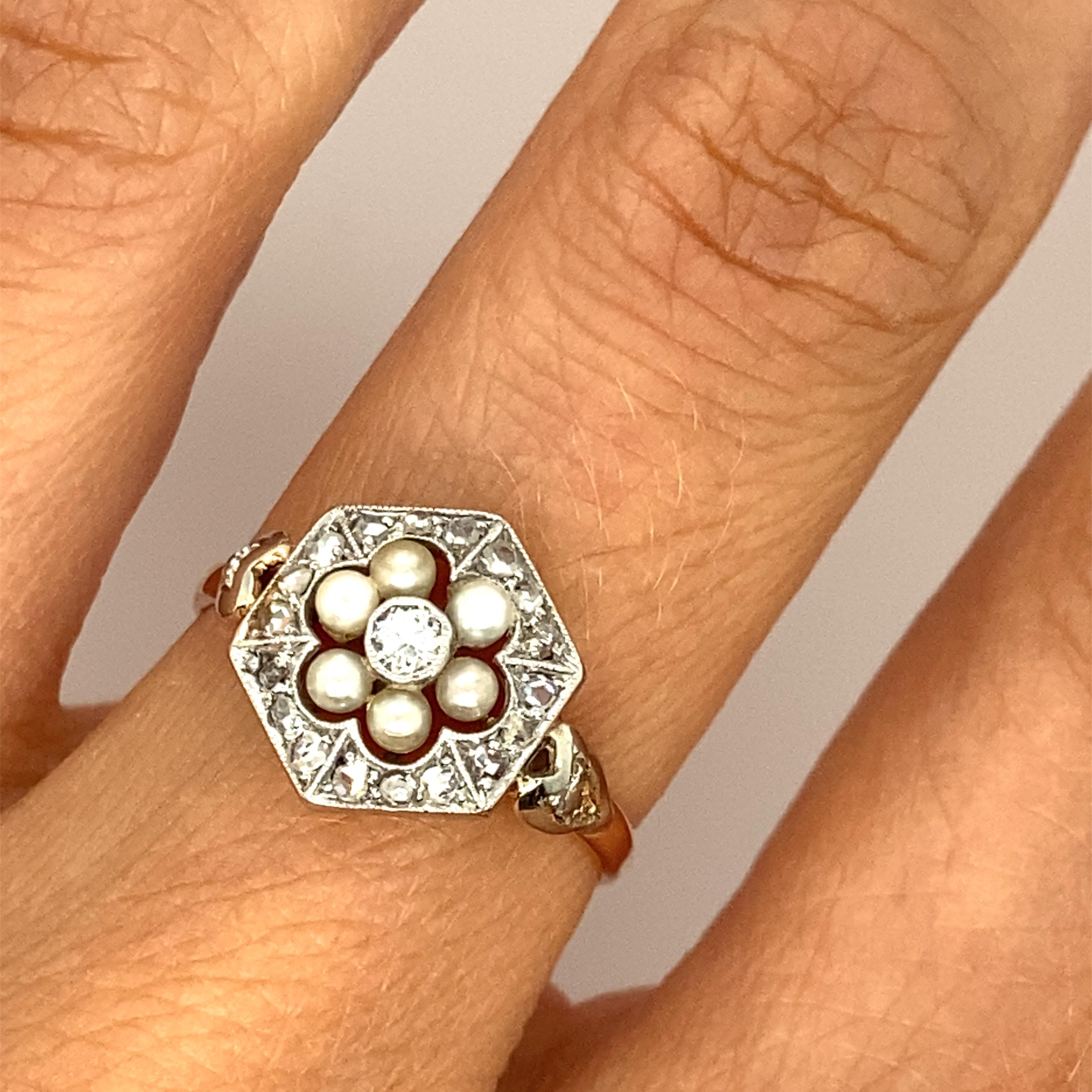 Edwardian Pearl and Diamond Ring 1