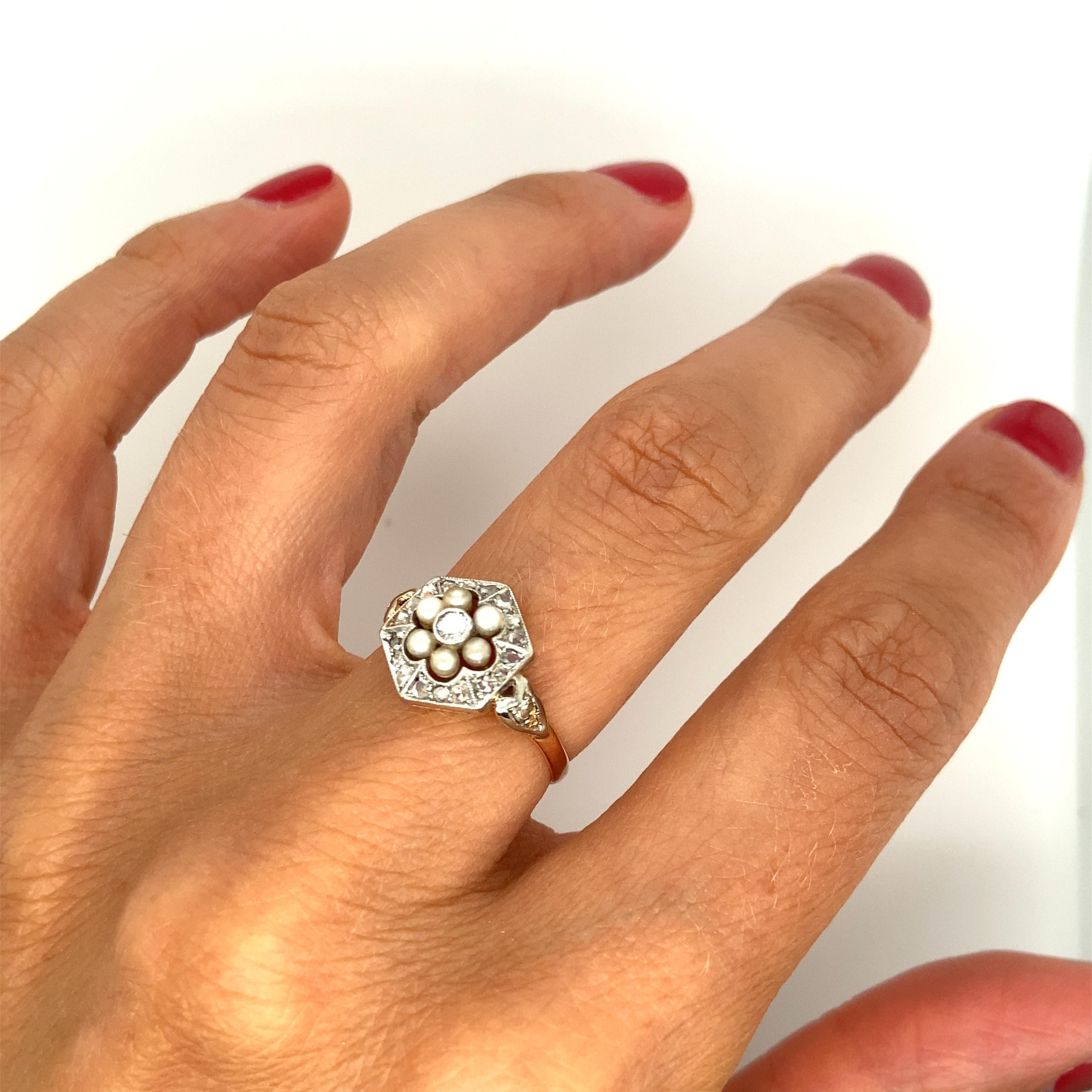 Edwardian Pearl and Diamond Ring 3