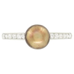Bague solitaire édouardienne en perles et diamants, c. 1910