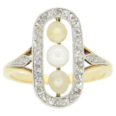 Edwardian Pearl and Diamond Tablet Ring