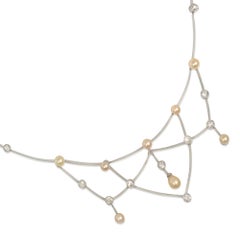 Edwardian Pearl, Diamond, and Platinum Festoon Necklace