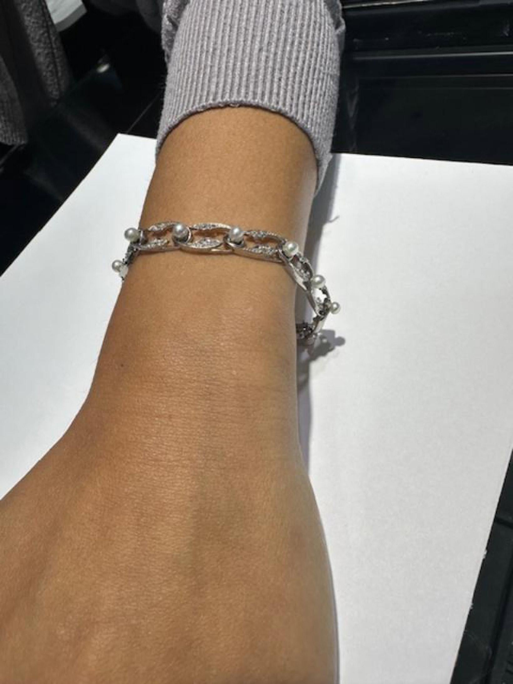 Edwardian Pearl Diamond Bracelet en vente 1