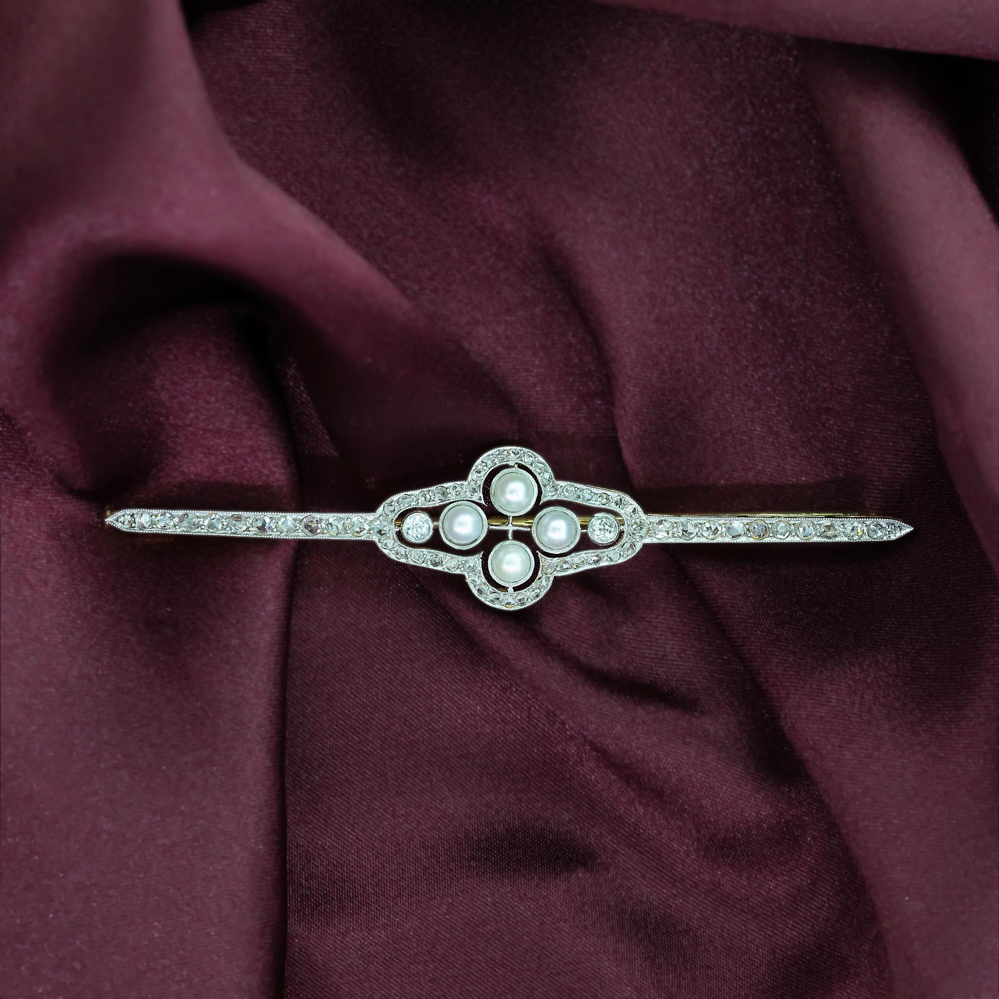 Edwardian Pearl & Diamond Brooch, C. 1900-10 In Good Condition In ADELAIDE, SA