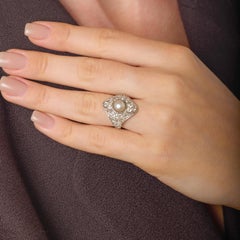 Edwardian pearl diamond dinner ring