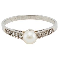 Edwardian Pearl Diamond Platinum Ring
