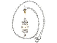 Edwardian Pearl Diamond Yellow Gold and White Gold Set Pendant