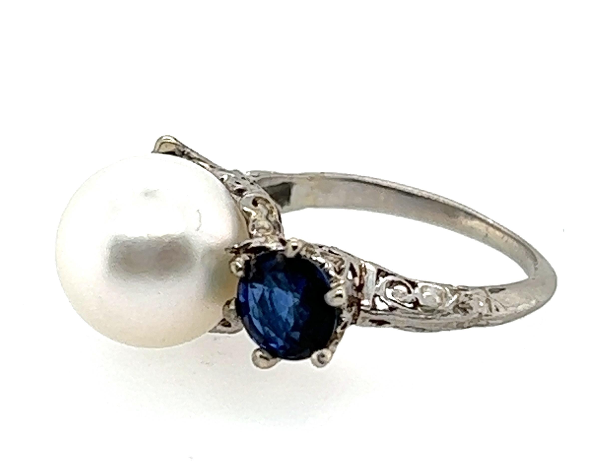 Women's Edwardian Pearl Sapphire 3 Stone Engagement Ring 1.70ct Platinum Original 1900 For Sale