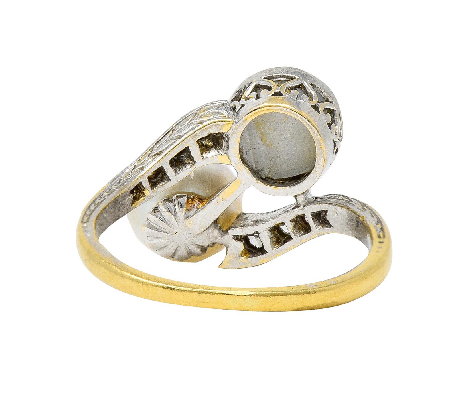 Ring aus 18 Karat Gelbgold mit edwardianischem Perlen-Stern-Saphir-Diamant-Platin (Cabochon) im Angebot