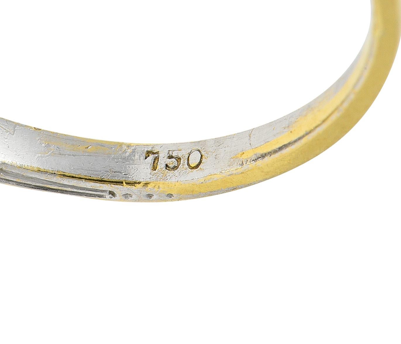 Edwardian Pearl Star Sapphire Diamond Platinum-Topped 18 Karat Yellow Gold Ring For Sale 2
