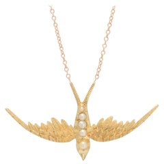 Edwardian Pearl Swallow Necklace