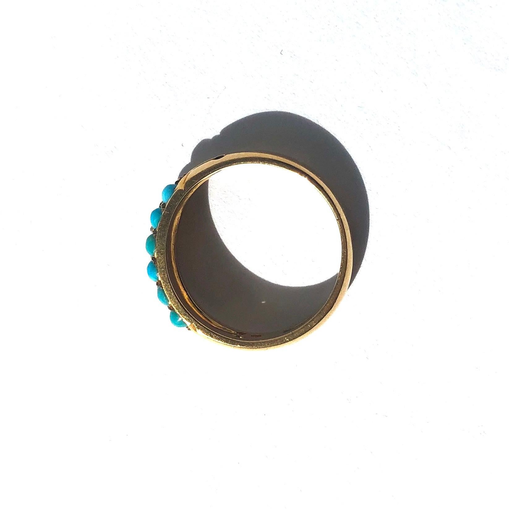 Edwardian Pearl, Turquoise and Diamond 18 Carat Gold Band In Good Condition In Chipping Campden, GB