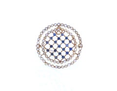 Edwardian Pearls Sapphires 14 Karat Yellow Gold Pair of Brooches Pendants